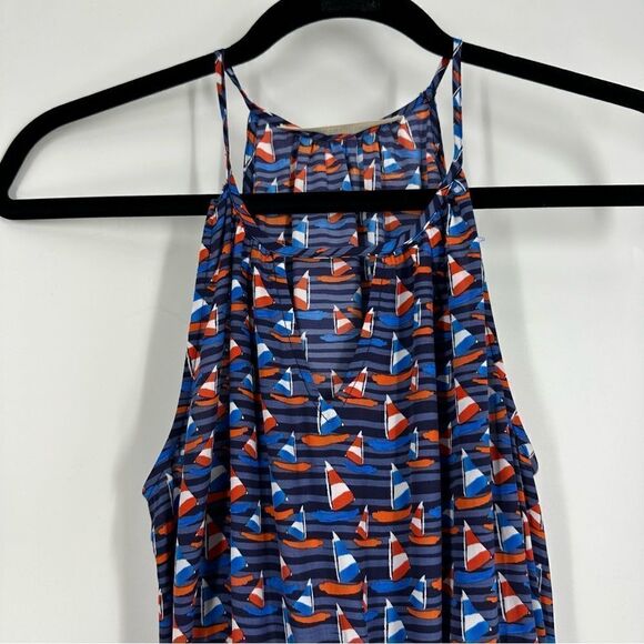 41 HAWTHORN Halter Neck Sailboats Novelty Print Waist Tie Dress Sz S - Picture 4 of 7